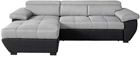 Mivano Schlafsofa Speedway / Moderne Couch in L-Form mit Bett, Bettkasten und verstellbaren Kopfteilen / 267 x 79 x 170 / Zweifarbig: Grau-Schwarz