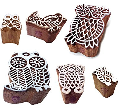 Lehm Holzstempel Dekorativ Eule Vogel Designs Drucken Blöcke (Set von 6)