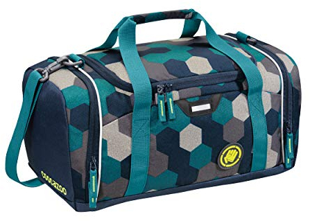 Coocazoo Sporttasche SporterPorter „Blue Geometric Melange“, blau, Nasswäschefach, Seitentasche, Schuhfach, Abnehmbarer, Verstellbarer Schultergurt, für Jungen ab der 5. Klasse, 20 Liter