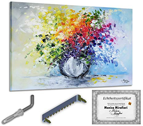 Monica Mirafiori I 100% HANDGEMALT I Gemälde Strauß 120x80cm | Gemälde Handgemalt | Acrylgemälde | Sehr Großes Acrylbild I Moderne Kunst I Kunstbilder