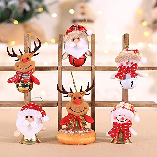 Annhao 6 Pezzi Albero di Natale Ornamenti per Alberi di Natale Pendenti Bambole di Pezza Campane Finestra Dell'hotel Accessori 2021