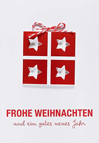 Perleberg klassische Weihnachtskarte - hochwertige Weihnachtspostkarte mit liebevoll gestalteten Geschenk-Motiv - Karte Weihnachten für schöne Weihnachtsgrüße - Grußkarte