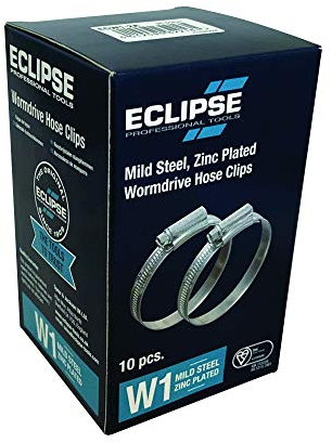 Eclipse Professional Tools ECW1-2 W1 Caja de 10 abrazaderas de acero galvanizado de tornillo sinfín de 40-55mm (1 ⅝ - 2 ⅛)