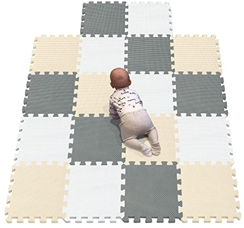 YIMINYUER® 18 Teilige (30cm×30cm×1cm Einzelstück), Puzzlematten Baby, Puzzlematte Spielmatte, Babys Puzzle Matten, Kinder Spielmatten R01R10R12G301018