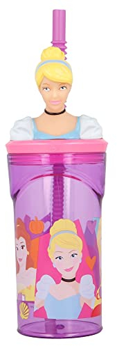 Stor Disney Princess 3D Figurine Tumbler for Kids, Fun Hydration with Attractive Lid, Straw, BPA-Free Material, Durable Construction, 360 ml