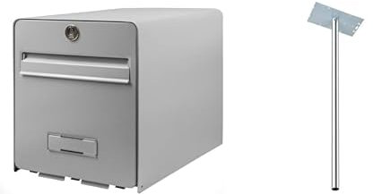 BURG-WÄCHTER, Boîte aux Lettres Normalisée en Acier Galvanisé Avec Porte à Ouverture Totale, 1 Porte, FAVOR, Gris & Pied pour Boîte aux Lettres, 115 cm de Long, Acier Galvanisé
