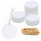 200 Stk. Geschenkanhänger aus Kraftpapier Weiß Wellenförmig Geschenkanhänger mit 30 Meter natürlicher Juteschnur für Bastelverpackungen (6 cm Durchmesser)