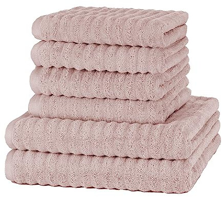Merana Oslo Handtuch Set | schnelltrocknend, weich & fusselfrei | Frottier Luxus Qualität | 100% Baumwolle Frottee | Oeko-TEX | 590 GSM | Geschenkset | Rosa (6er Sparset | 4 Handtuch, 2 Duschtuch)