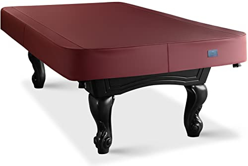 BearCover Cubierta de billar de cuero sintético resistente, cubierta impermeable y resistente a desgarros para mesa de billar de 7'/8'/9'FT 8FT-(100 LX 56 WX 8 H), rojo burdeos