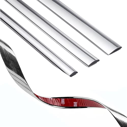 3 mètres Garniture De Moulage Automobile Voiture Chrome, Bande De Moulage Auto-Adhésif décoration bande de garniture de moulage pour Voiture / Camion, Porte fenêtre latérale Protecteur Anti-Rayures