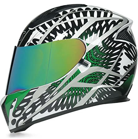 Integralhelm Full face Motorrad Helm, Motorradhelm mit Doppelvisier für Erwachsene Männer Frauen,Moped Street Racing DOT/ECE Approved Motocrosshelme Rollerhelm L,L