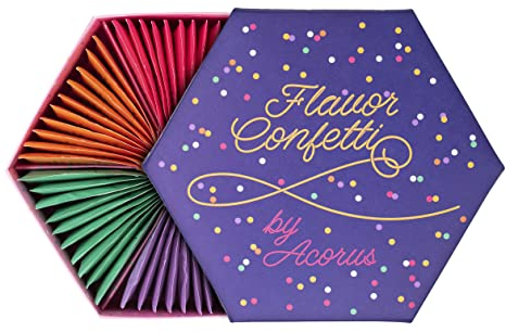 ACORUS - Assortiment Thé à Saveur de Confettis, Coffret Cadeau Boite a The Naturelles, Coffret Cadeau Femme et Homme - Célébrez avec 6 Saveurs Différentes, 60 Sachet de Thé