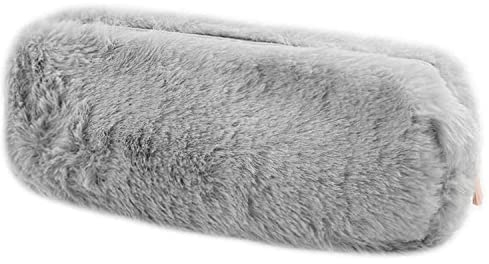 INSPUTOL Plüsch-Federmäppchen für Mädchen, weiches Plüsch-Federmäppchen, niedliches Federmäppchen für Schule, Büro (Grau)