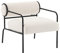 Mingone Fauteuil Salon Design Fauteuil Laine en Métal avec Dossier Confortable Chaise D'appoint avec Accoudoirs Chaise Rembourré pour Salon Chambre, Blanc