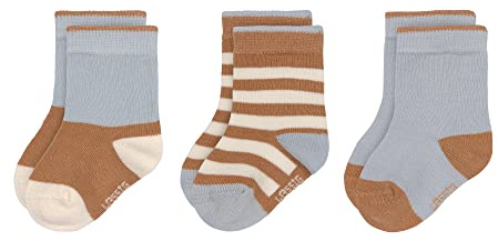 LÄSSIG Unisex Kinder- und Babysocken 3er Set/Hellblau- Karamell Größe 15-18