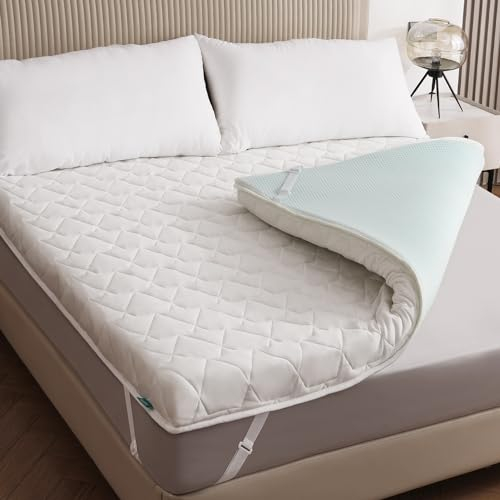 7,6 cm Gel-Memory-Schaum-Matratzenauflage für Doppelbett, 99 x 190 cm, japanische Boden-Futon-Matratze mit abnehmbarem gestricktem Baumwollbezug zur Druckentlastung von Rückenschmerzen, CertiPUR-US-