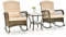 COSTWAY 3-teiliges Gartenmöbel Set, Balkonmöbel mit Kissen, Balkonset mit 2 PE-Rattan-Schaukelstühle und Tisch, Sitzgruppe Terrassenmöbel für Balkon, Garten, Veranda