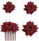 SUNTRADE 4 Stück Frauen Rose Haarnadel, Braut Rose Brosche Haarspange Hochzeit Floral Clips für Frauen Mädchen Party Hochzeit (Rotwein)