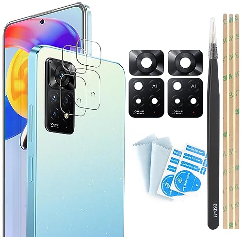 YHX-OU 2 Pièces Caméra Arrière Pour Xiaomi Redmi Note 11 Pro 5G 21091116I 2201116SG Lentille en Verre Vitre Appareil Photo avec Pincettes + 2 Pièces Pour Redmi Note 11 Pro 5G Caméra Arrière Protection