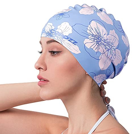 COPOZZ Erwachsene Badekappe, Unisex Wasserdicht Schwimmkappe für Herren Damen, Lange Haare Silikon Swimming Cap Bademütze für Männer Frauen