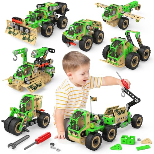 MOONTOY Educational Building Toys for 5 6 7 8 9 Year Old Boys,229PCS Engineering STEM Toys Age 5 6 7 8 9 Year Old Boys,Construction Toys Creative Learning Set for Boy 5+ Year old