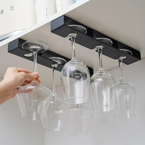 Anicy Lot de 2 supports suspendus pour verres à vin - Convient pour cuisine, bar, restaurant - Noir