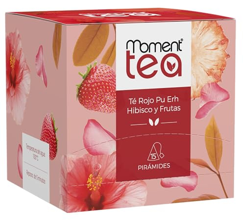 Moment Tea- Té Rojo Pu Erh, Hibisco Y Frutas estuche de 15 pirámides de 2g