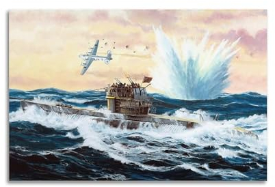 LADV WW2 Vintage Schlachtschiff Poster 1943 U-Boot Typ VII C41 Dekorative Malerei Leinwand Wandkunst Bild 40 x 60 cm