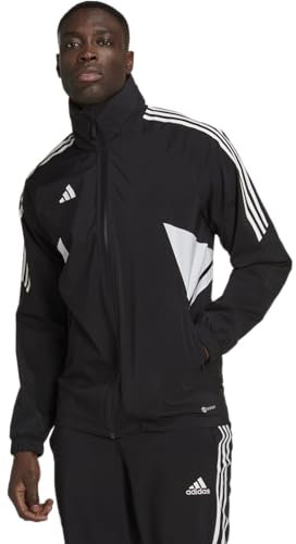 adidas Condivo 22 Veste de pluie pour homme - Imperméable et coupe-vent, poignets élastiques, capuche réglable, poches zippées, polyester, Noir, L