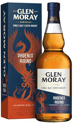 Glen Moray Phoenix Rising Single Malt Whisky - 40% ABV, 70cl - Single Malt Scotch Whisky Matured in Charred Oak Casks - Smooth and Spicy Notes - Distilled and Matured in Elgin, Scotland