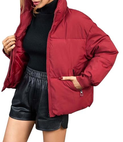 Damen-Pullover, einfarbig, langärmelig, warm, Strickjacke, Herbstkleidung für Damen, rot, L
