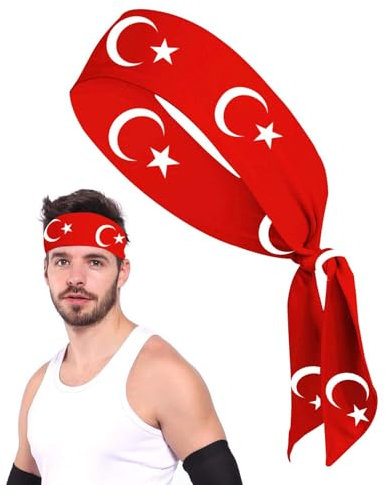 Kopfbänder | Stirnbänder | Haarbänder | Bequeme Laufbänder, modische Sport-Stirnbänder, robuste Schweißbänder mit Flagge der Türkei, Polyval Sport-Stirnbänder