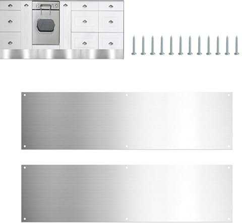 2 placas para puertas interiores exteriores | Placa de acero inoxidable con tornillo | Placa de metal para protección de puertas