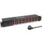 Ibiza - LC806S-DE - Boitier multiprise encastrable 19” à 8 Voies avec commutateur dédiés - Alliage Aluminium Noir - 8 Prises de Type F (Schuko)