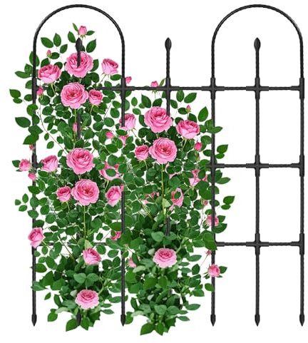 MQHUAYU Rankgitter Metall,Garten Spalier Rankgitter 120 x97cm,Rankhilfe für Kletterpflanzen,dekorative Gartenzaun Metallzaun Gartenspalier Rankspalier für Blumen Gemüse, Gartendeko Schwarz