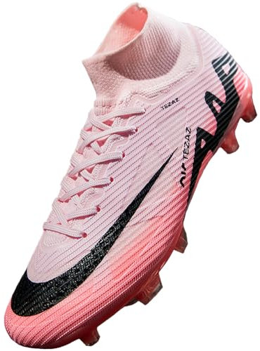 situkeke Herren Fußballschuhe High Top Spikes Fussballschuhe Jugendliche Cleats Professionelle Athletics Trainingsschuhe Outdoor Sport Rosa 40 EU