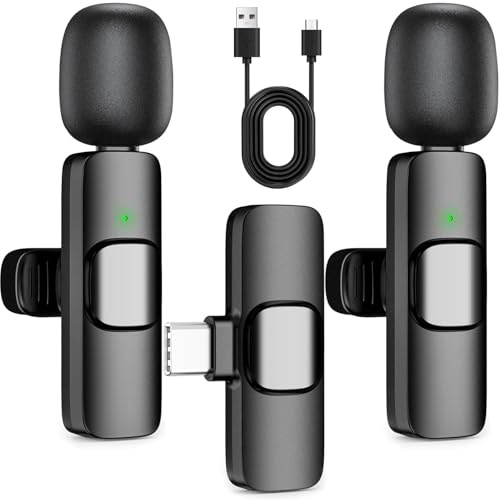 HONGJIEYUAN Kabelloses Lavalier-Ansteckmikrofon für iPhone, Mini-Bluetooth-Mikrofon mit Reverb, tragbares Clip-On-Mikrofon für Videoaufnahmen, Vlogging, Podcast, Interviews, TikTok, YouTube