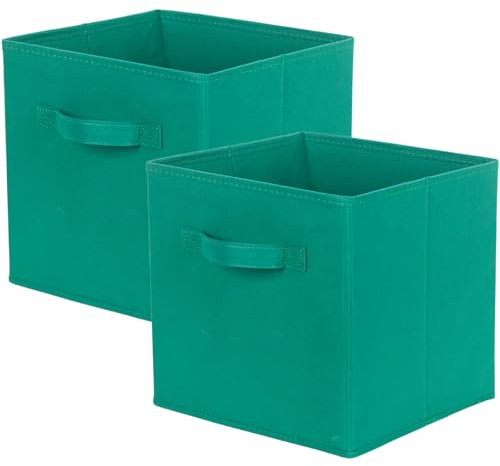 powerking Foldable Storage Box, 2 Pack Foldable Fabric Storage Cube Organiser Drawer for Closet and Toys, 27x27x28cm
