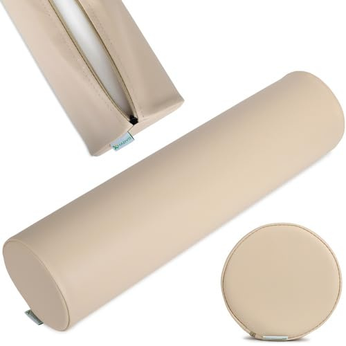 HABYS Lagerungsrolle Rund, Nackenrolle, Knierolle, Nackenkissen, Lagerungskissen für Massage & Therapie, Beige, 60x15