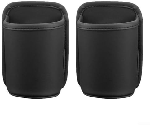 Car Door Drink Holder 2PCS with Leather Back Seat Storage Device, Fits Water Cups and Large Bottles, Vehicle Organizer for Secure Drink Storage