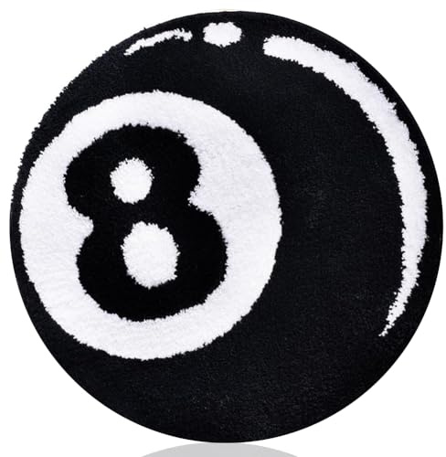 JynxtoyZeal Billard Teppich Kinderzimmer,Billard Teppich,Rund Tischball Schwarz 8 Teppi-Che,Tischball Anti-Cashmere Teppiche, Kinderzimmer Stuhl Teppiche Badematte (60 x 60 cm)