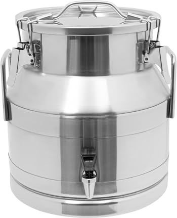 Pail Milk Can Bucket,Milk with Spigot, 201 Stainless Steel Dispenser Container Pail, 5Gal Water Jug 20L Hanging Lid Bucket Drink Beverage for Oil Tea Wine