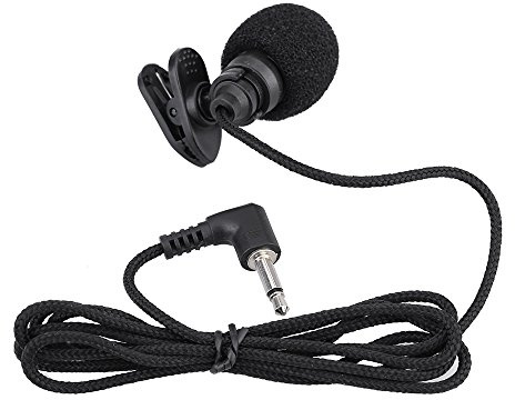 Aumotop Mini Microfono a Condensatore Portatile con Clamp/Holder e Bavero per Computer PC Portatile, Microfono Vivavoce per Guide Turistiche degli Autobus, Materiale in Nylon Nero