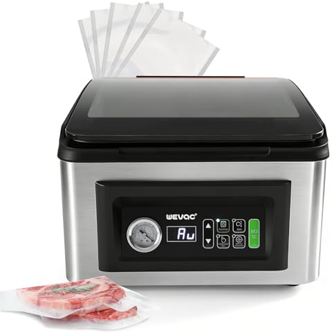 Wevac CV12Pro Envasadora al Vacío de Cámara 430W, Bandeja Extraíble&Lavable | Temporizador automático inteligente de vacío, cámara profunda y diseño fácil de limpiar, grado comercial