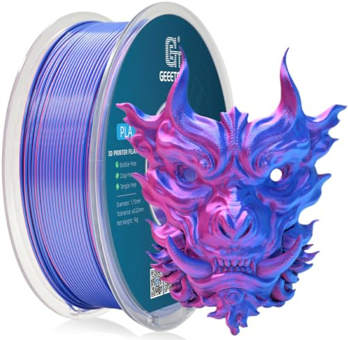 GEEETECH Silk PLA Filament 1,75mm, 3D Drucker Filament 1KG/Spule,Dual Silk Rot Blau