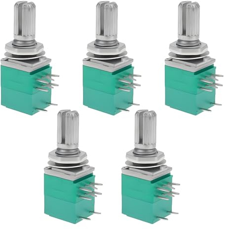 5 Stück 8-Pin Linear Single-Turn Frontpanel Potentiometer mit Schalter | B100K 6mm Dual Carbon Film Audio Endstufe Versiegeltes Potentiometer,für Audio Ausrüstung Verstärker
