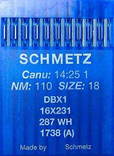 SCHMETZ 10 Rundkolben Industrie Nähmaschinennadeln System 287 / WH 1738 A Stärke 110