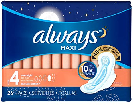 Always Pads Maxi Overnight Size 4-26 Count (3 Pack)