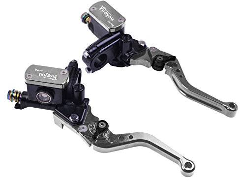 Motorrad Bremshebel Hydraulische Kupplung Hauptzylinder Set Schwarz Bremsscheibe Universal Bremsscheibe Kolben 14mm für Hebel vorne 7/8 (grau)