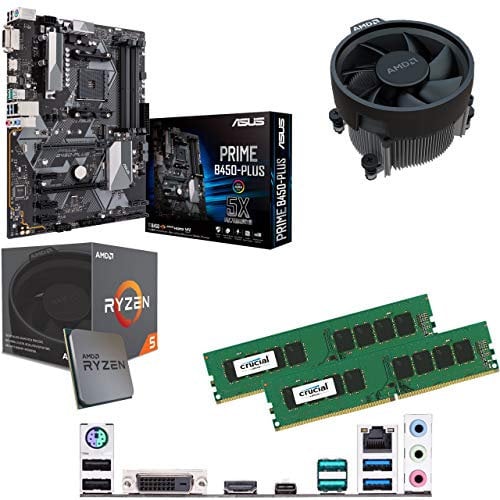 Components4All AMD Ryzen 5 2600X 3.6GHz (Turbo 4.2GHz) Six Core Twelve Thread CPU, ASUS PRIME B450-Plus Motherboard & 8GB 2133MHz Crucial DDR4 RAM Pre-Built Bundle
